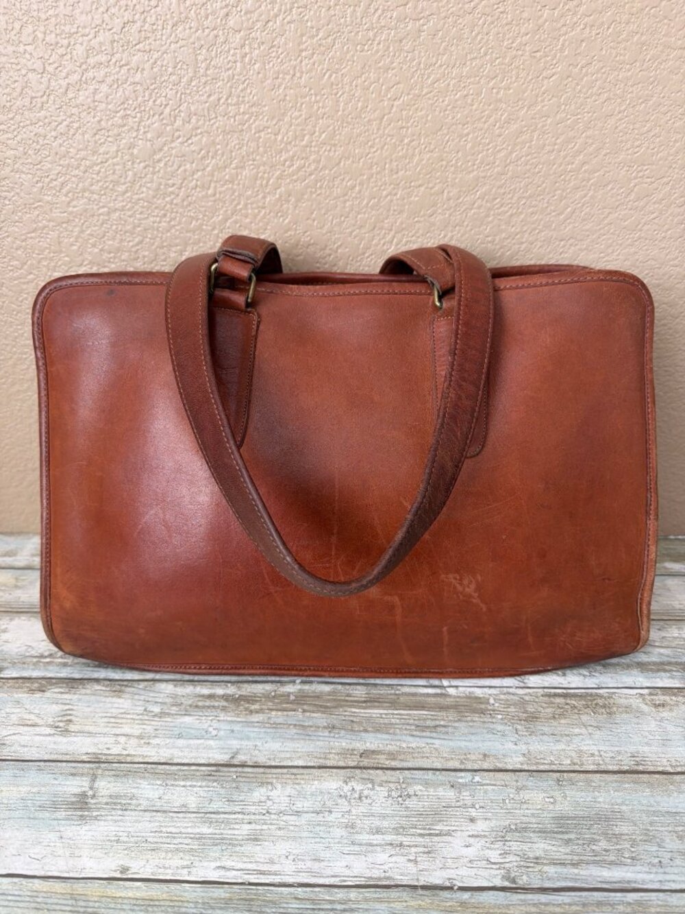 1970/80s Coach Glove Tanned British Tan Marketing Tote Bag NYC 399-0645 w/FLAWS - Picture 2 of 15